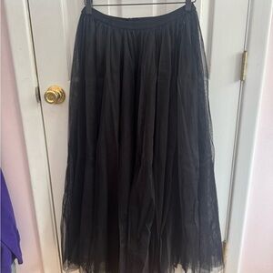 Anthropologie Black A-Line Tulle Skirt